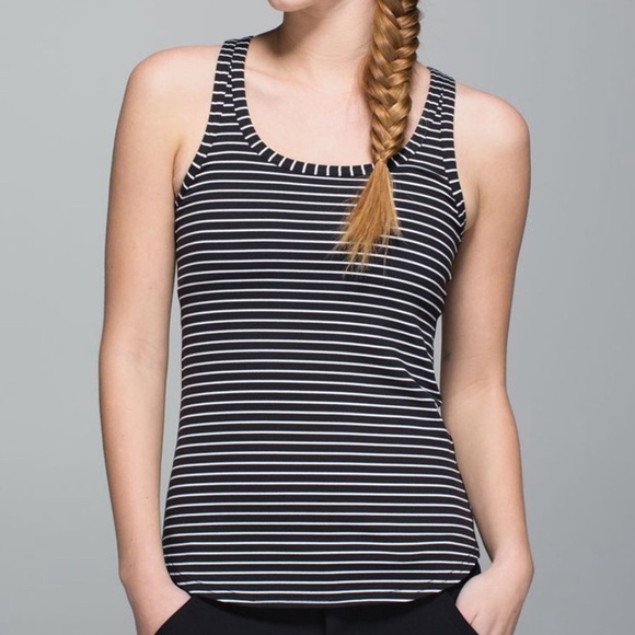 Lululemon Studio Racerback Parallel Stripe Black White - Picture 1 of 4